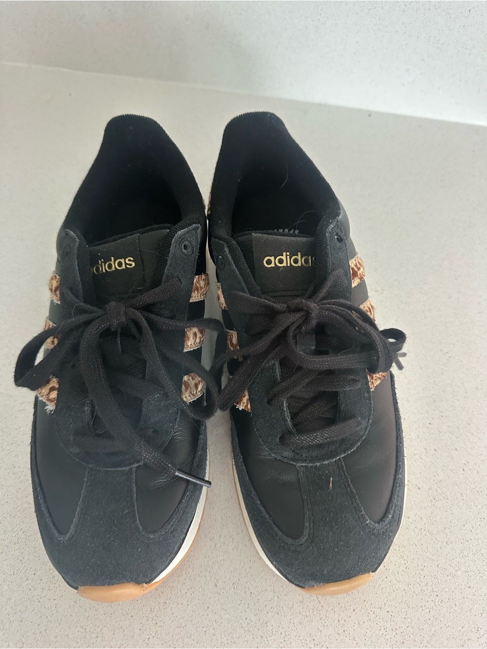 adidas Black Sneakers with Leopard-Print Stripes - Picture 5 of 6